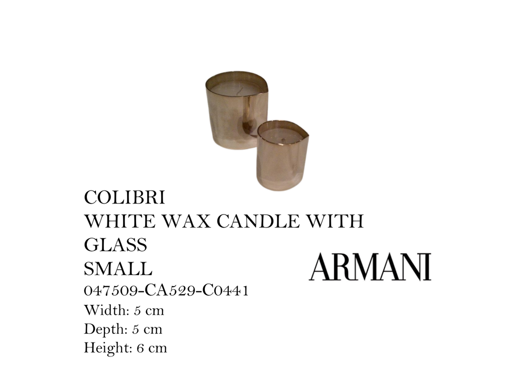 COLIBRI-WHITE WAX CANDLE WITH GLASS-(BIG ONE)
