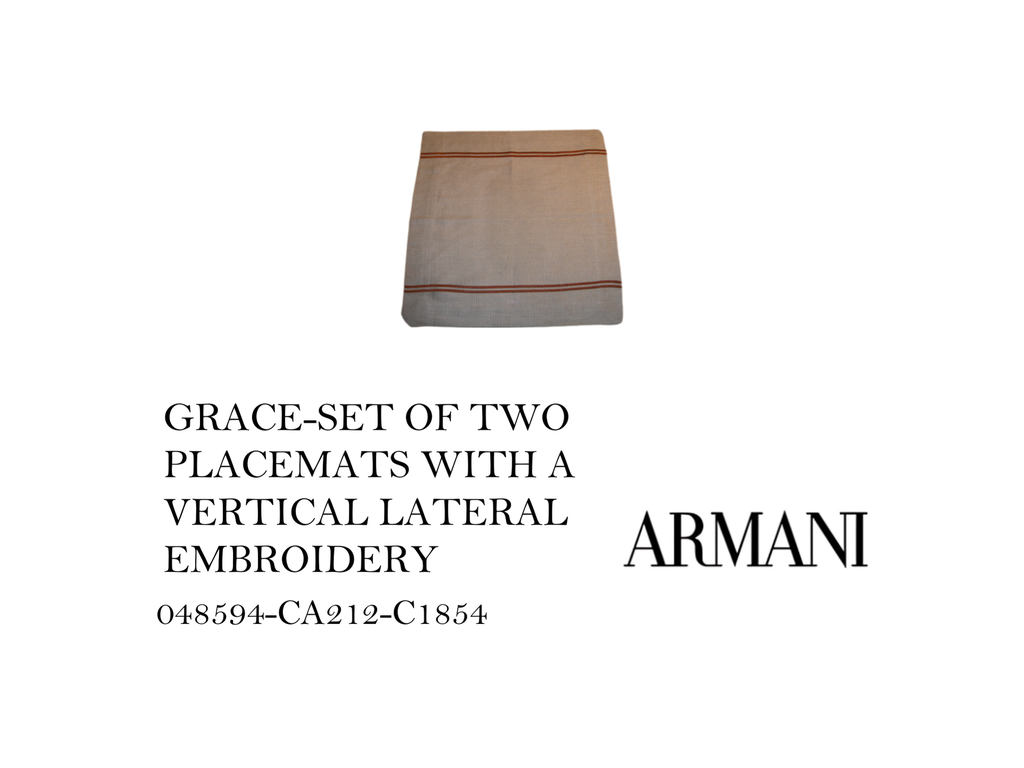 GRAE-SET OF TWO PLACEMATS WITH A VERTICAL LATERAL EMBROIDERY