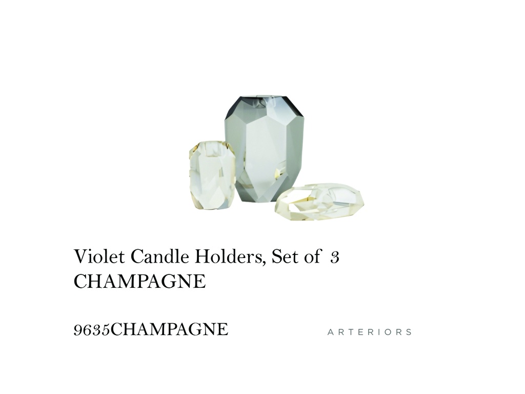 Violet Candle Holders, Set of 3CHAMPAGNE