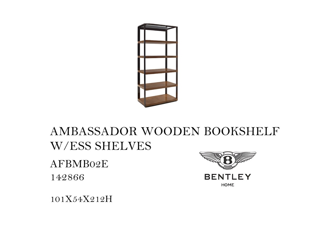 AMBASSADOR WOODEN BOOKSHELF W/ESS SHELVES