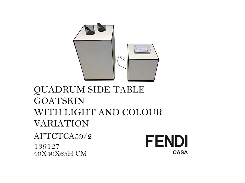 QUADRUM SIDE TABLE GOATSKIN WITH LIGHT AND COLOUR VARIATION