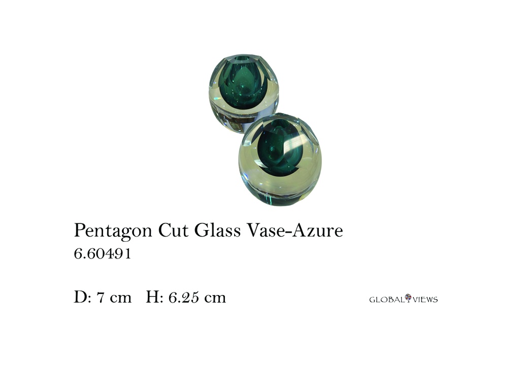 Pentagon Cut Glass Vase-Azure