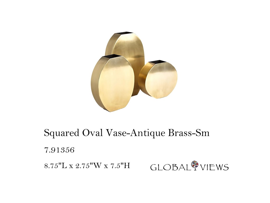 Squared Oval Vase-Antique Brass-Sm