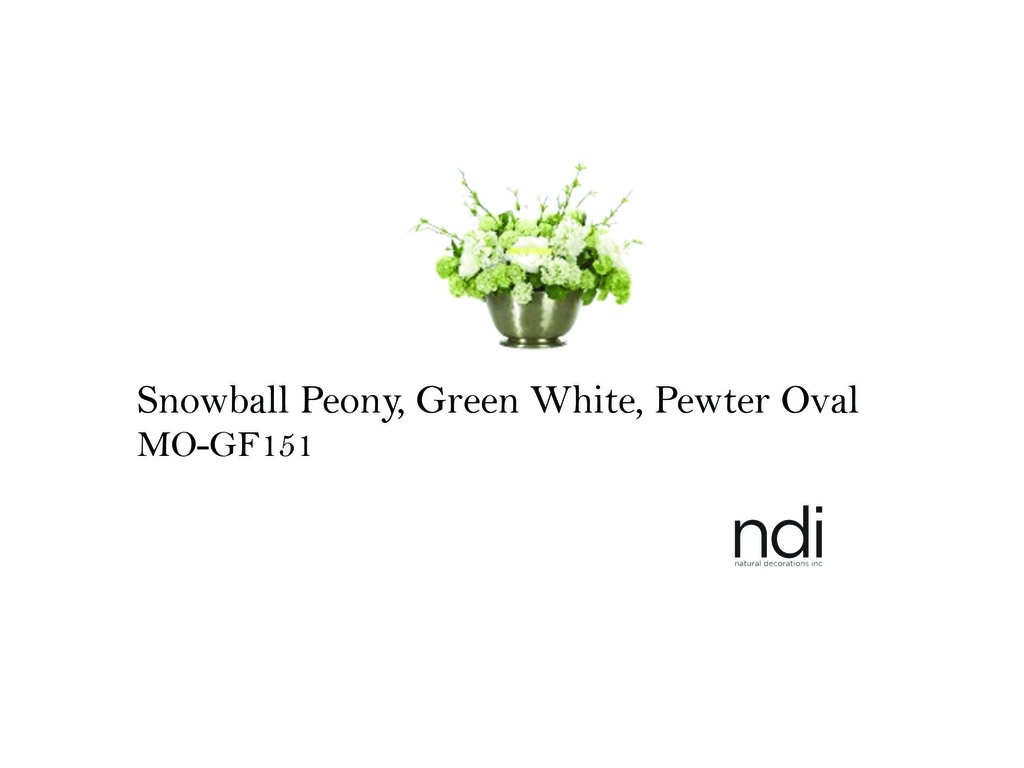 SNOWBALL PEONY, GREEN WHITE, PEWTER OVAL
