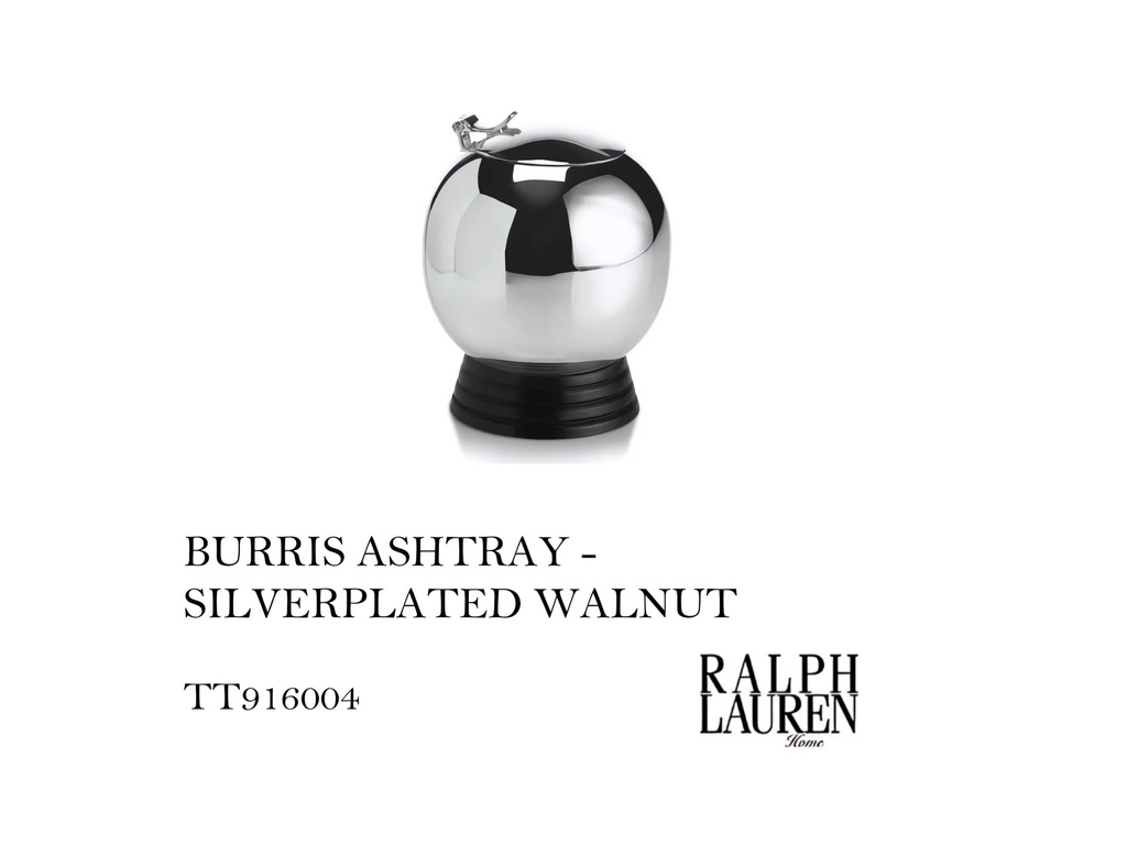 BURRIS ASHTRAY - SILVERPLATED WALNUT