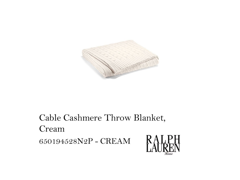 CABLE CASHMERE THROW BLANKET-CREAM
