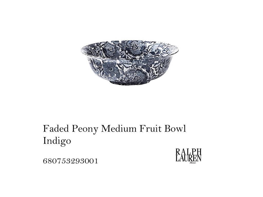Faded Peony Medium Fruit Bowl Indigo