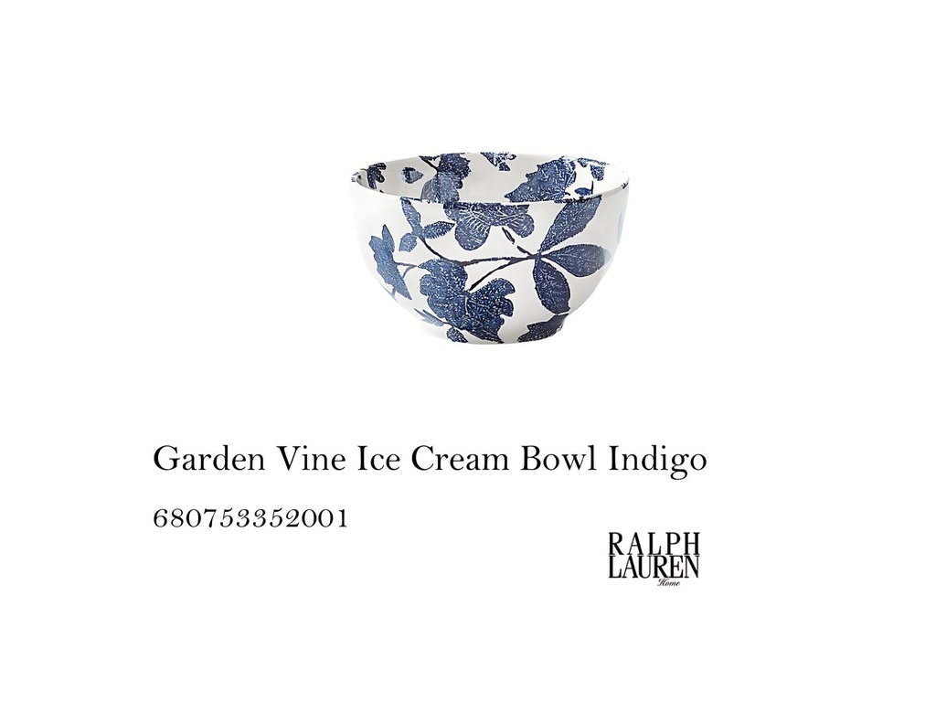 Garden Vine Ice Cream Bowl Indigo