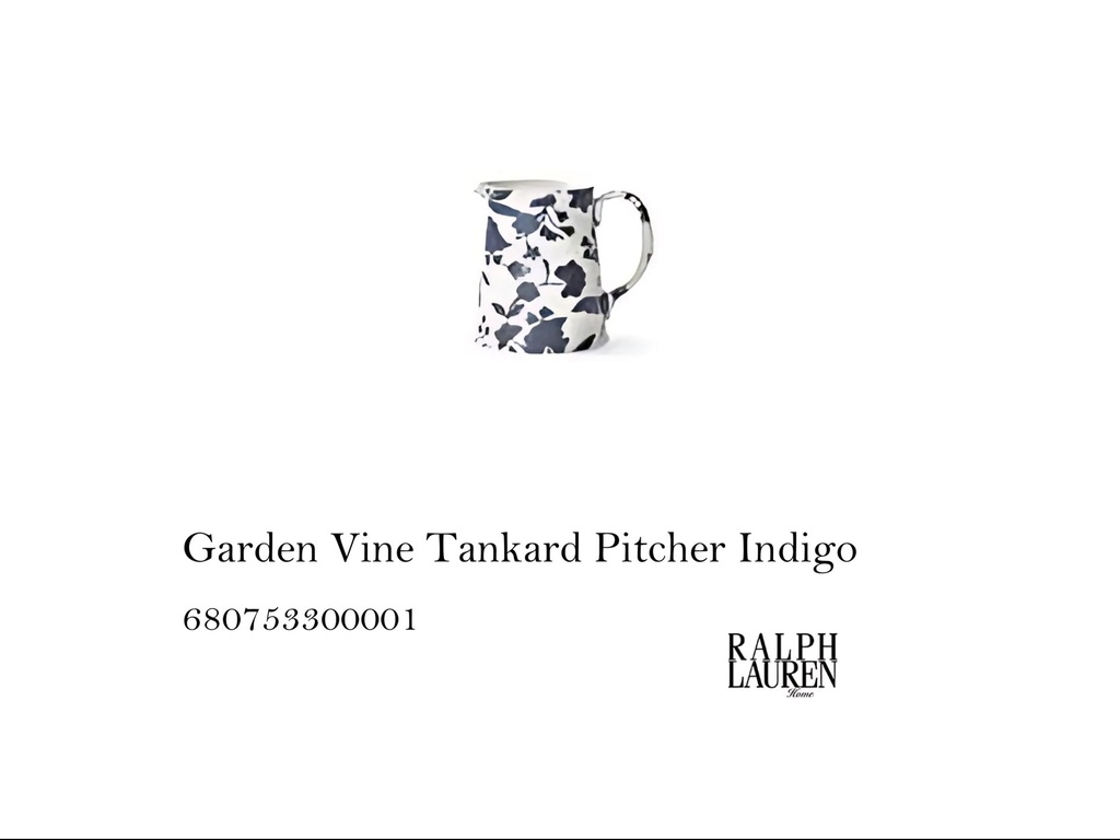 Garden Vine Tankard Pitcher Indigo