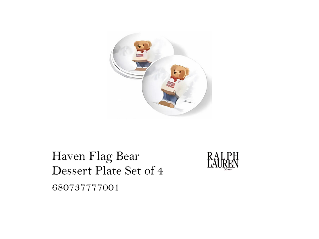 Haven Flag Bear Dessert Plate Set of 4