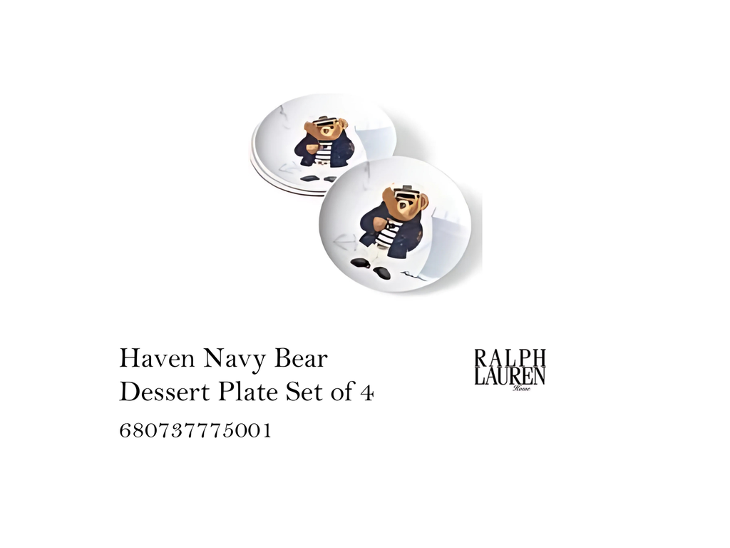 Haven Navy Bear Dessert Plate Set of 4