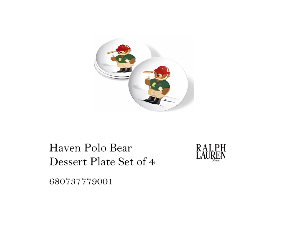 Haven Polo Bear Dessert Plate Set of 4