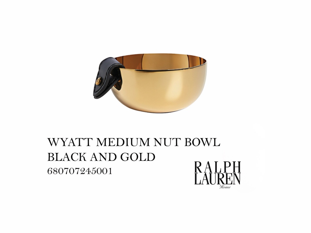 WYATT-MEDIUM NUT BOWL, BLACK & GOLD