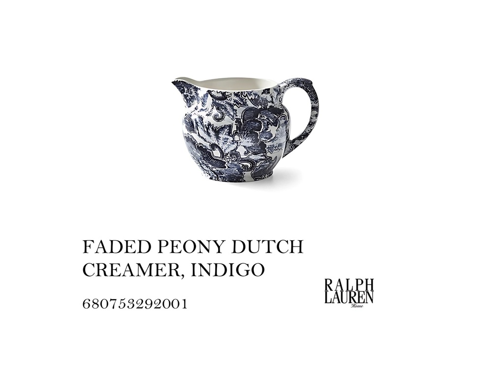 FADED PEONY DUTCH CREAMER, INDIGO