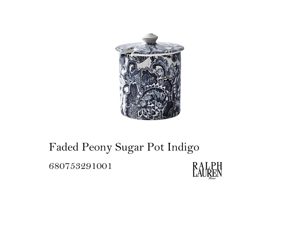 Faded Peony Sugar Pot Indigo