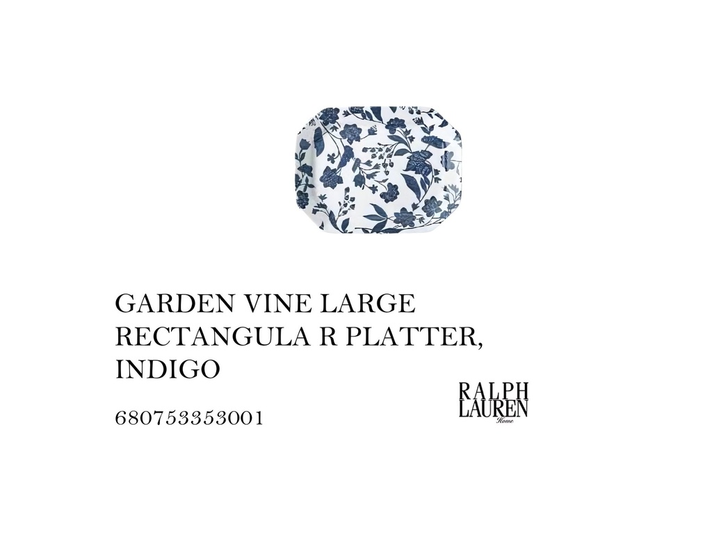 GARDEN VINE LARGE RECTANGULAR PLATTER, INDIGO