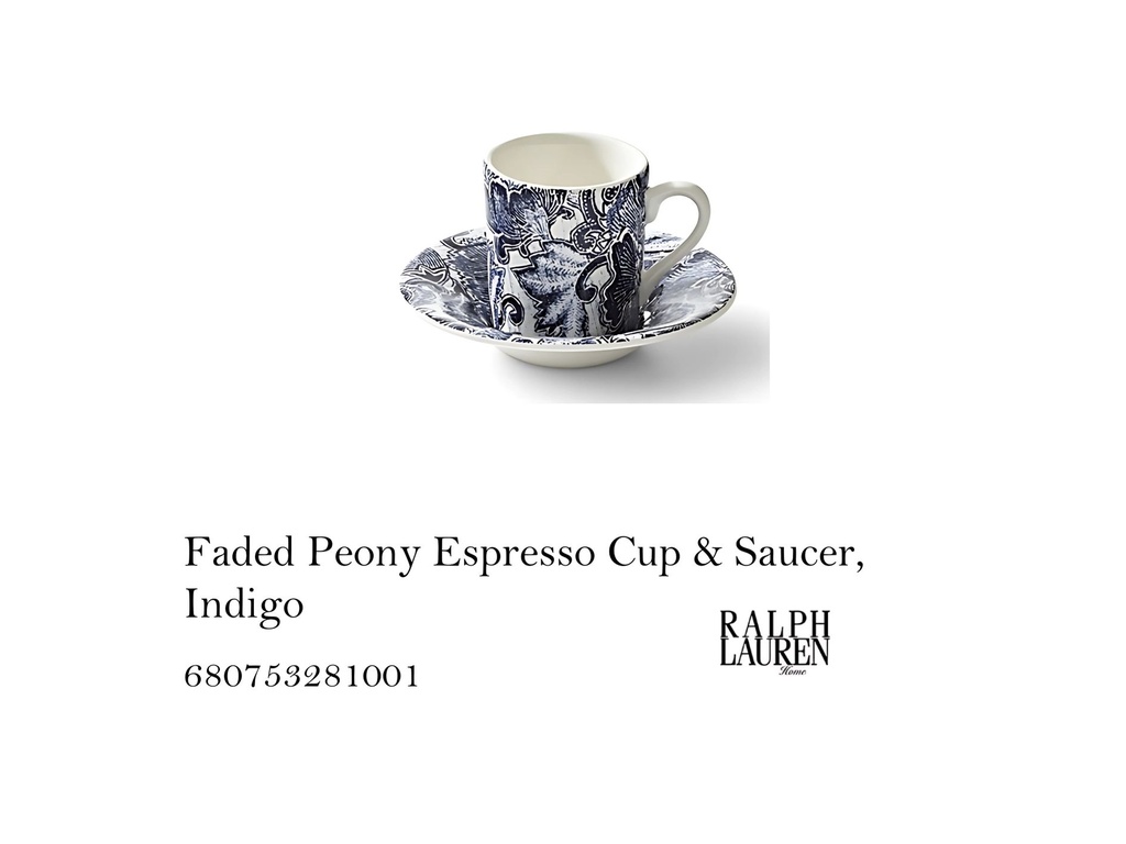 Faded Peony Espresso Cup & Saucer, Indigo