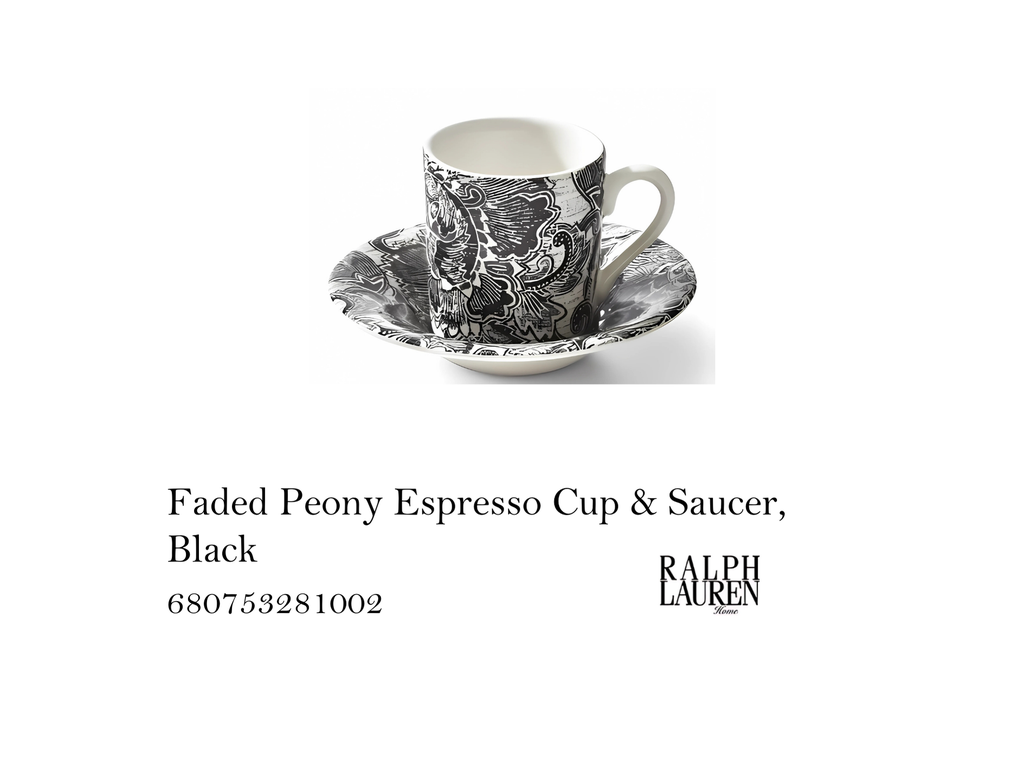 Faded Peony Espresso Cup & Saucer, Black