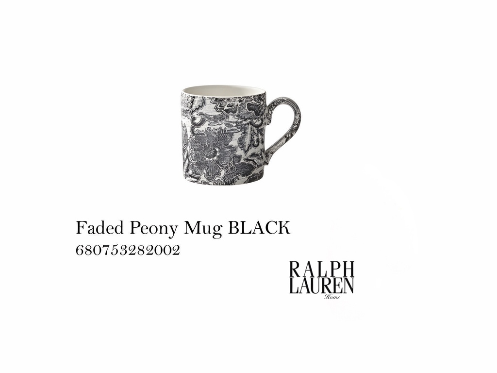 Faded Peony Mug, Black