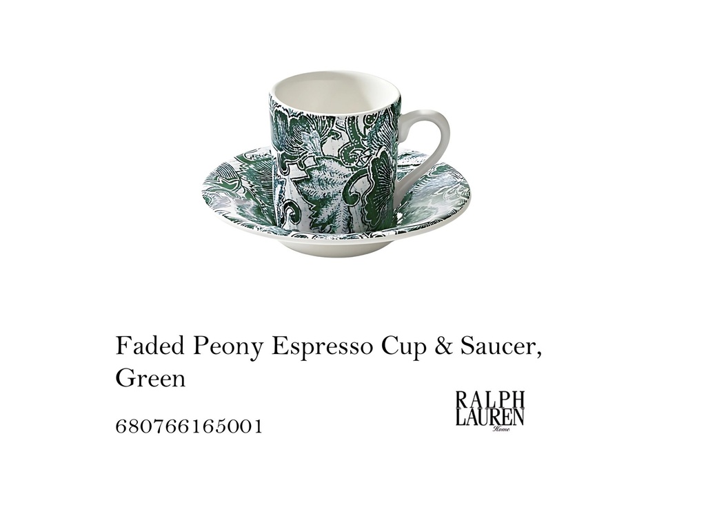Faded Peony Espresso Cup & Saucer, Green