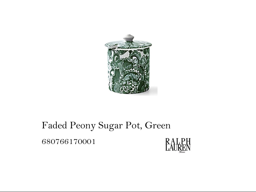 Faded Peony Sugar Pot, Green