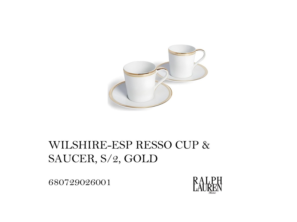 WILSHIRE-ESPRESSO CUP & SAUCER, S/2, GOLD