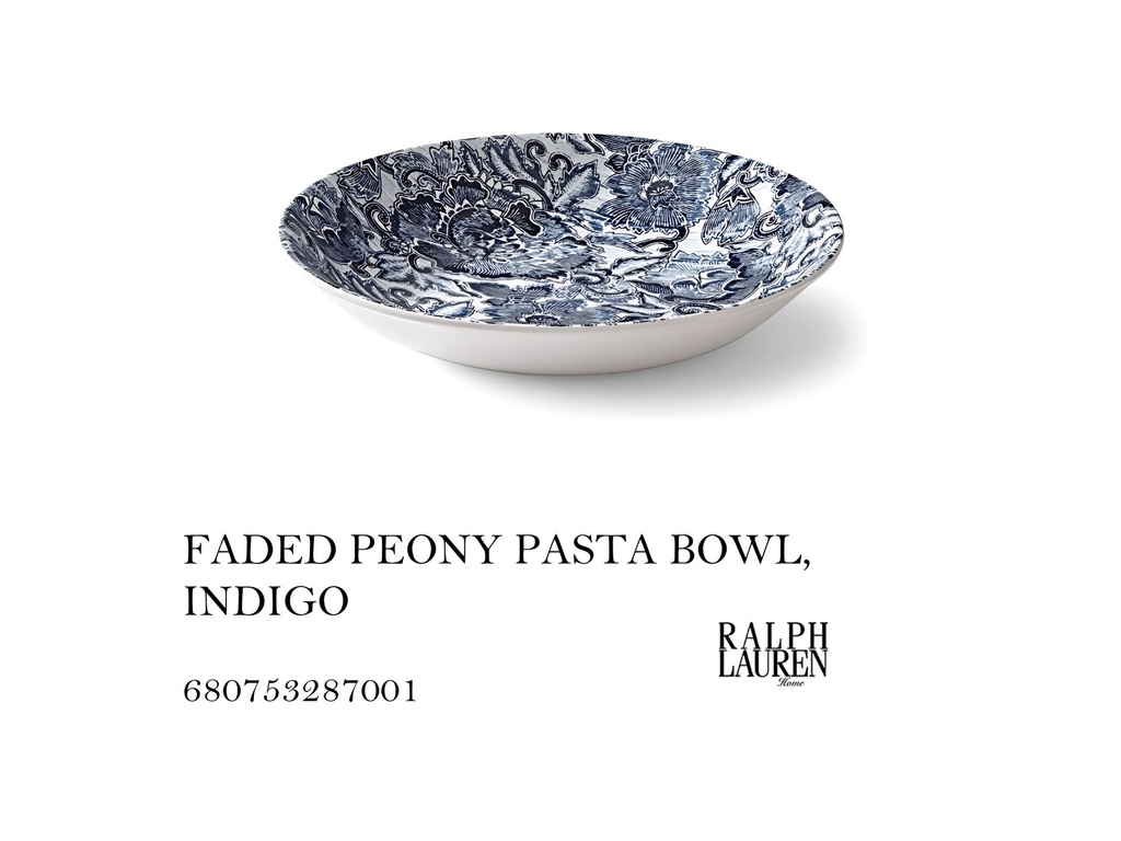 FADED PEONY PASTA BOWL, INDIGO