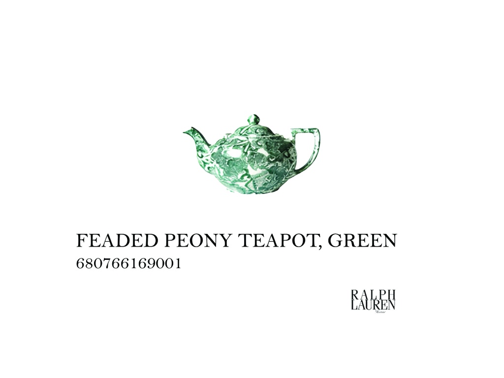FADED PEONY TEAPOT, GREEN