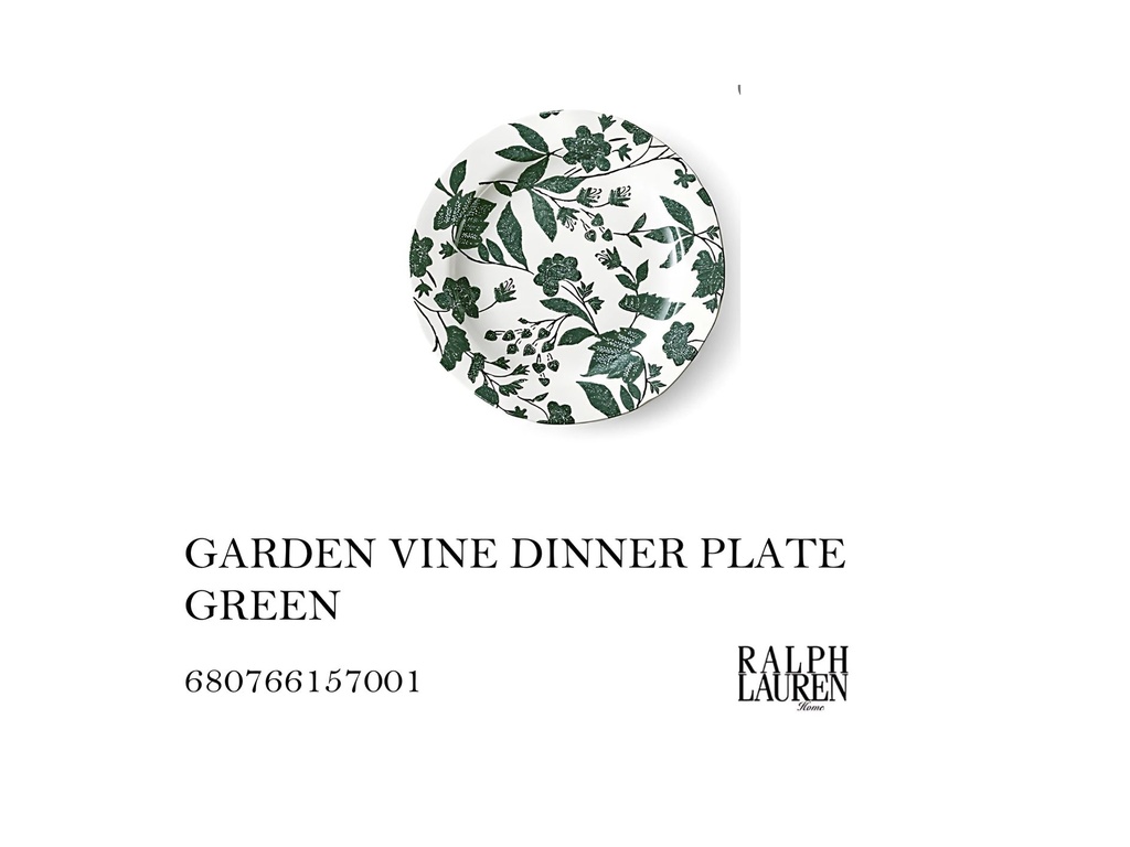 GARDEN VINE DINNER PLATE GREEN