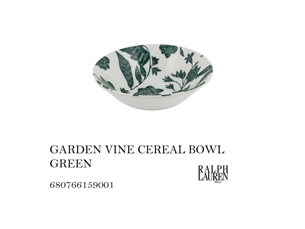 GARDEN VINE CEREAL BOWL GREEN