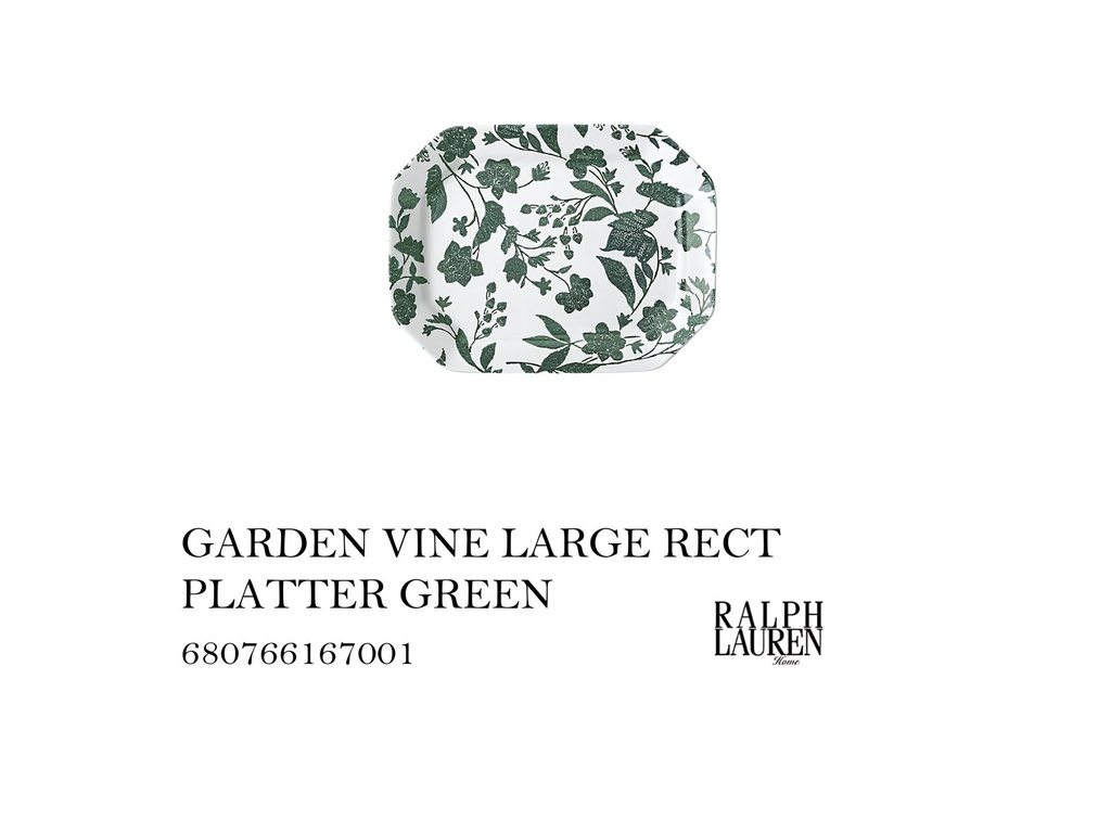 GARDEN VINE LARGE RECT PLATTER GREEN