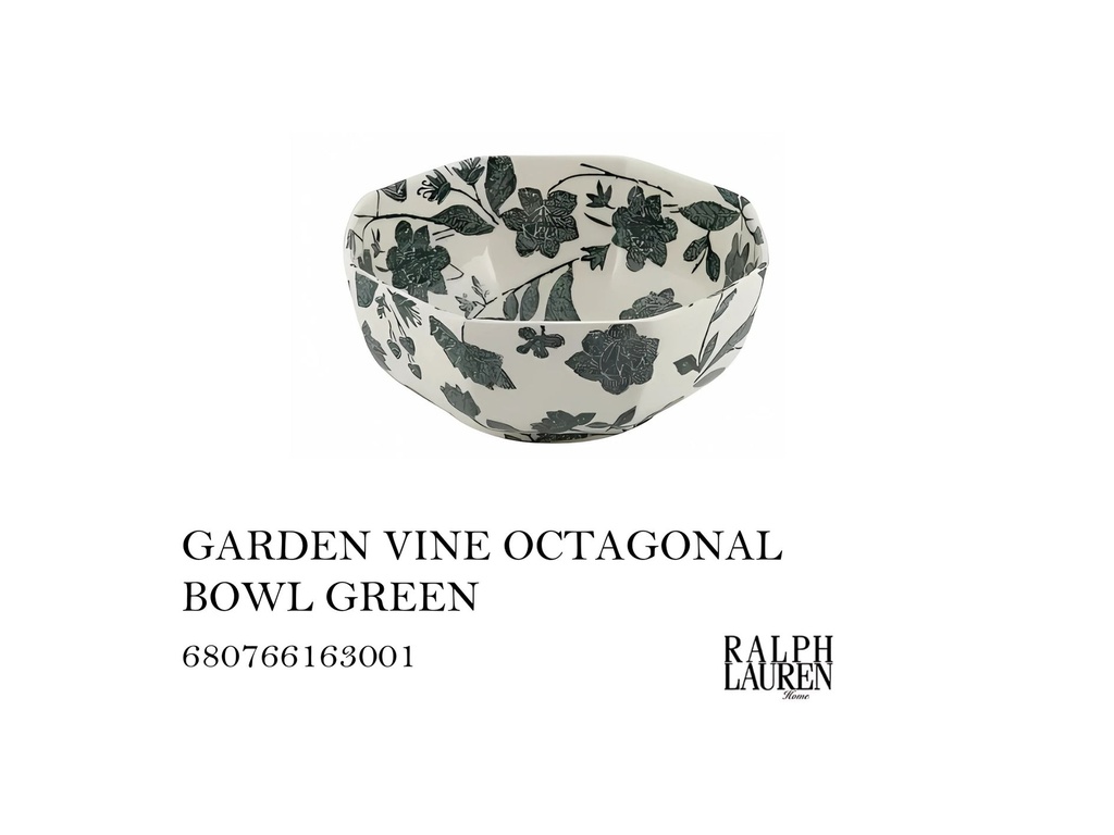 GARDEN VINE OCTAGONAL BOWL GREEN