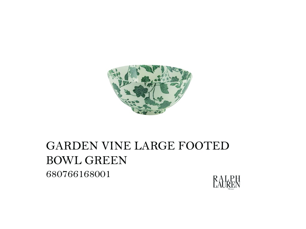GARDEN VINE LARGE FOOTED BOWL GREEN