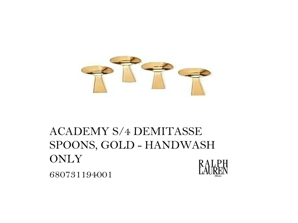 ACADEMY S/4 DEMITASSE SPOONS, GOLD - HANDWASH ONLY