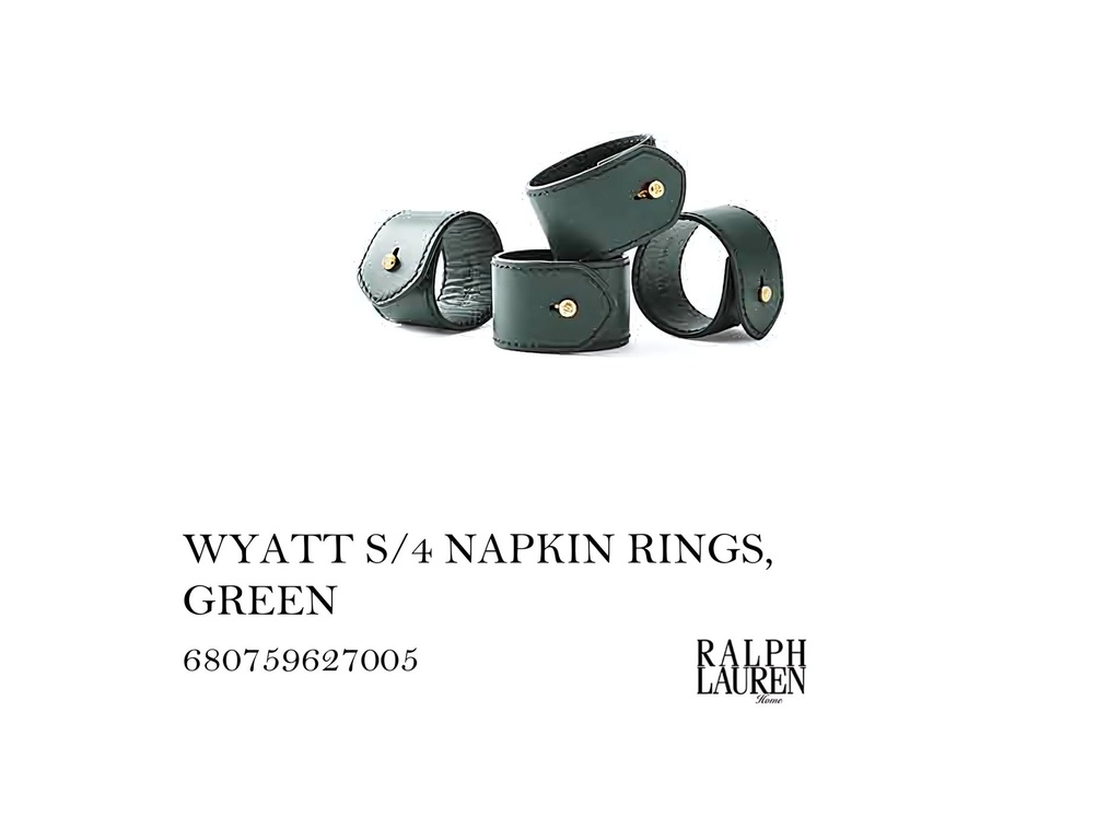 WYATT S/4 NAPKIN RINGS, GREEN