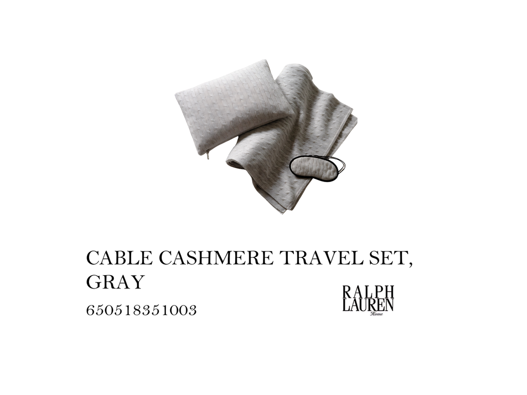 CABLE CASHMERE TRAVEL SET, CHARCOAL