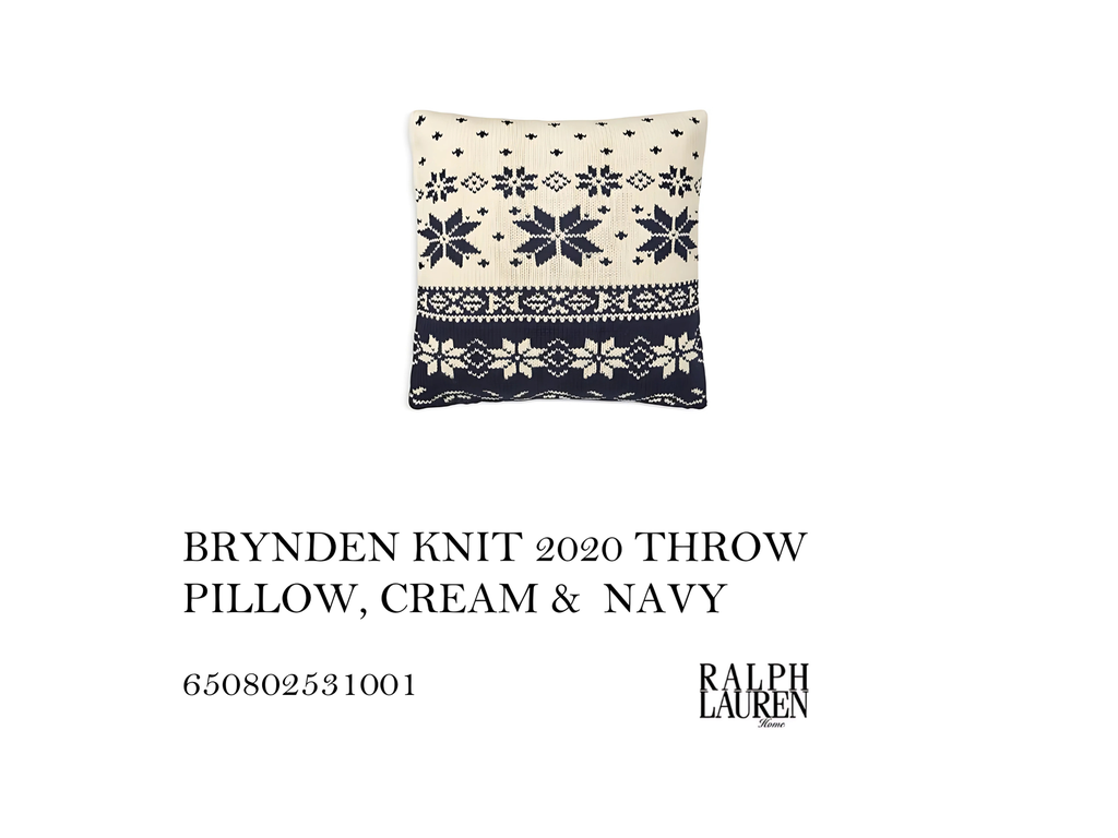 BRYNDEN KNIT 2020 THROW PILLOW, CREAM & NAVY