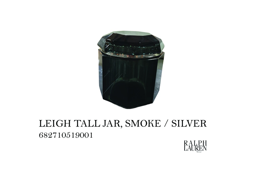 LEIGH TALL JAR, SMOKE / SILVER
