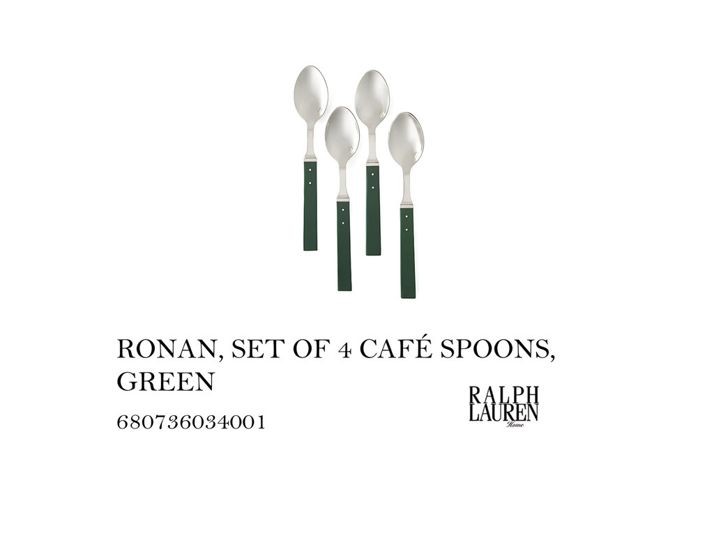 RONAN, SET OF 4 CAFÉ SPOONS, GREEN