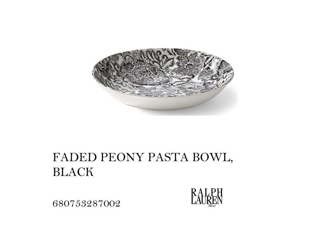 FADED PEONY PASTA BOWL, BLACK