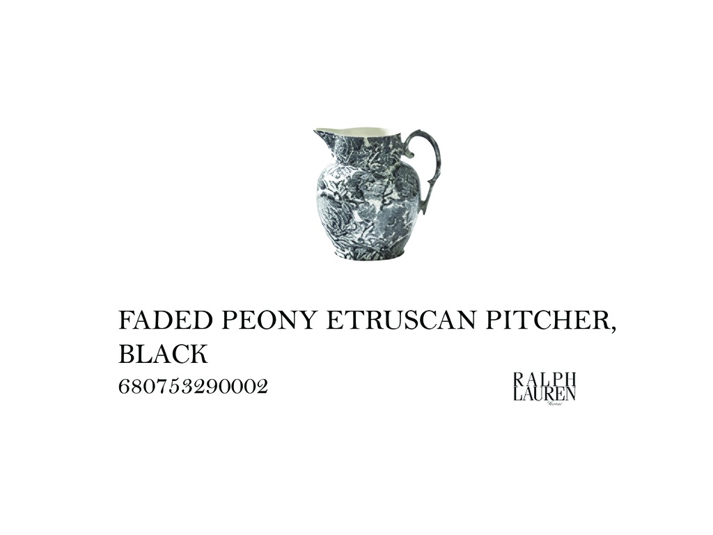 FADED PEONY ETRUSCAN PITCHER, BLACK