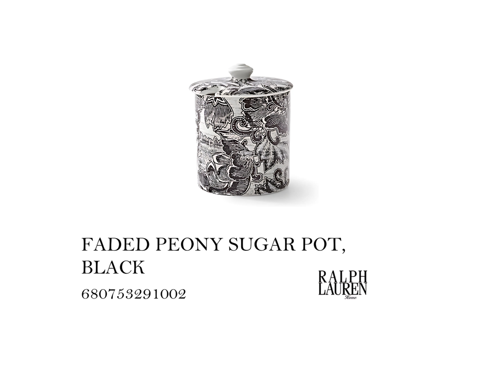 FADED PEONY SUGAR POT, BLACK