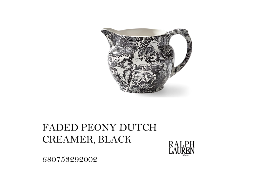 FADED PEONY DUTCH CREAMER, BLACK