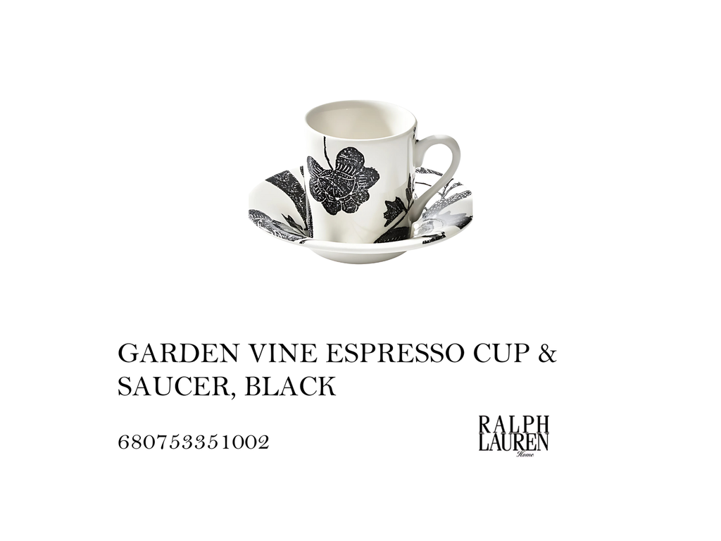 GARDEN VINE ESPRESSO CUP & SAUCER, BLACK