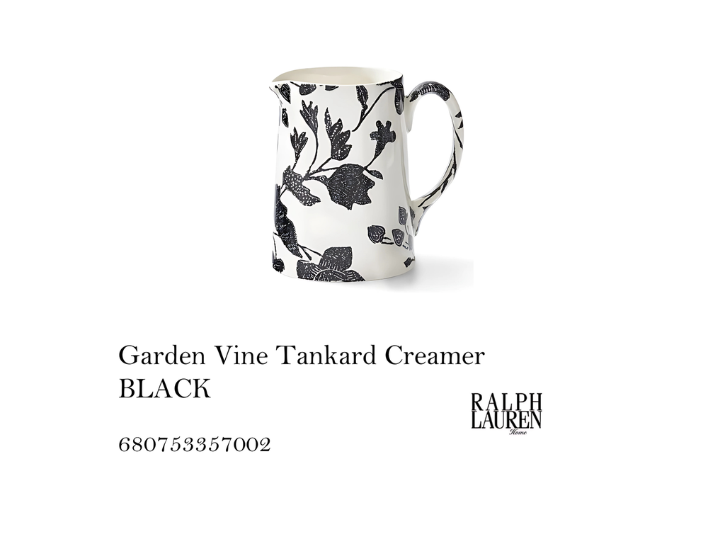 GARDEN VINE TANKARD CREAMER, BLACK