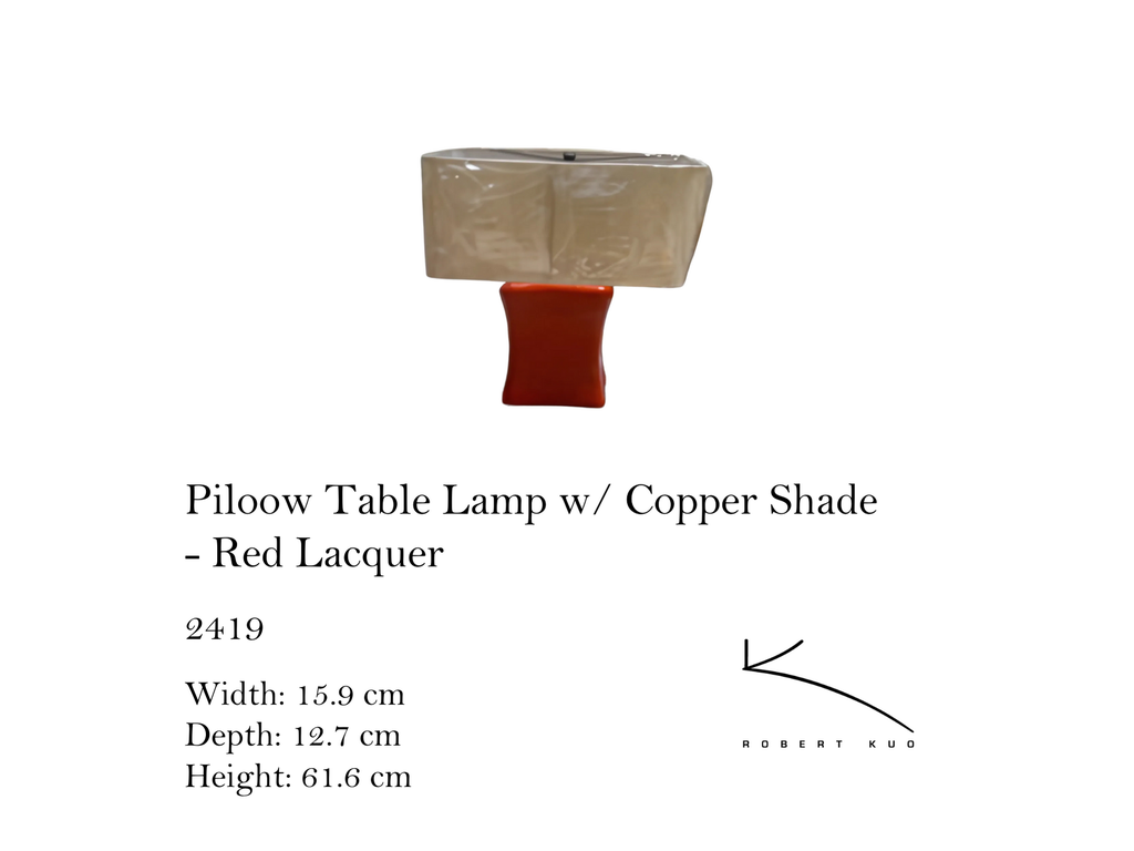 PILOOW TABLE LAMP W/ COPPER SHADE - RED LACQUER