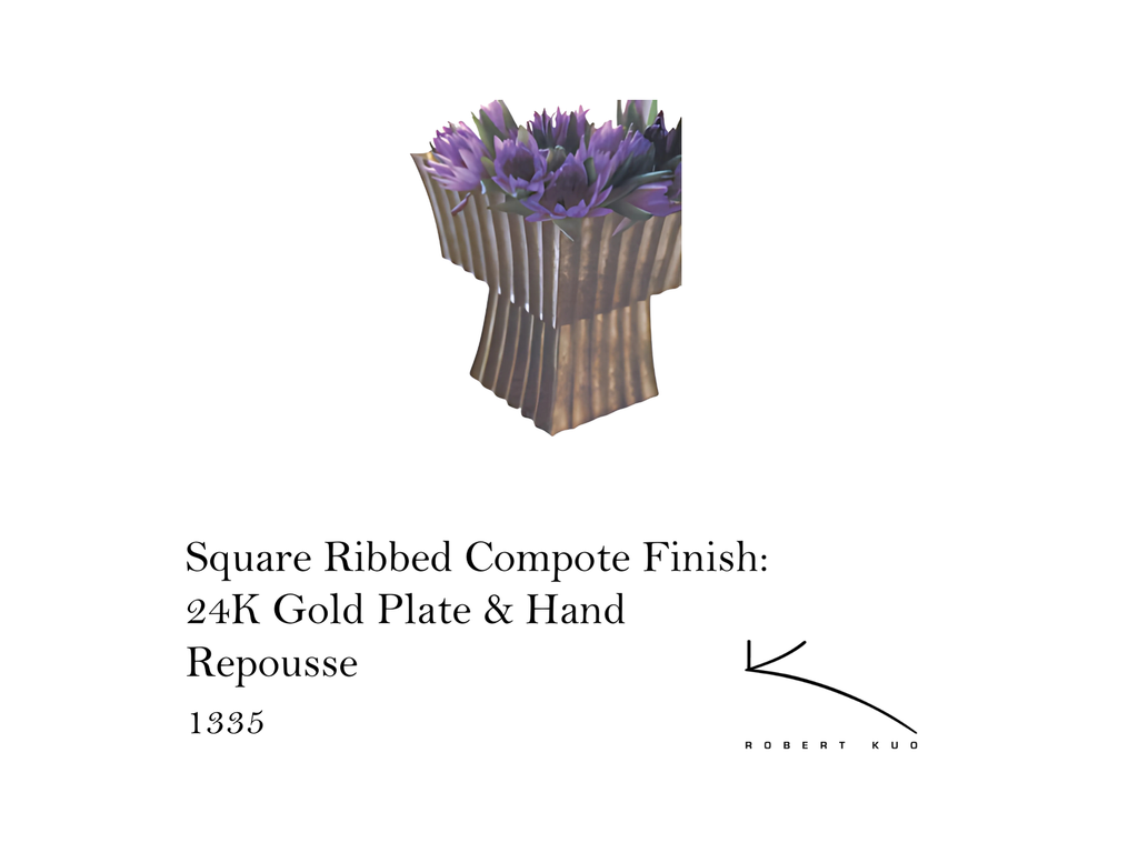 SQAURE RIBBED COMPOTE VASE