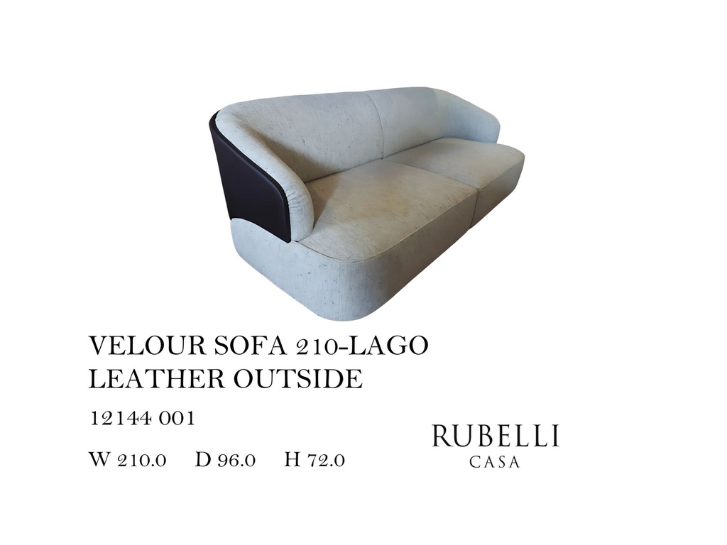 VELOUR SOFA 210-LAGO LEATHER OUTSIDE