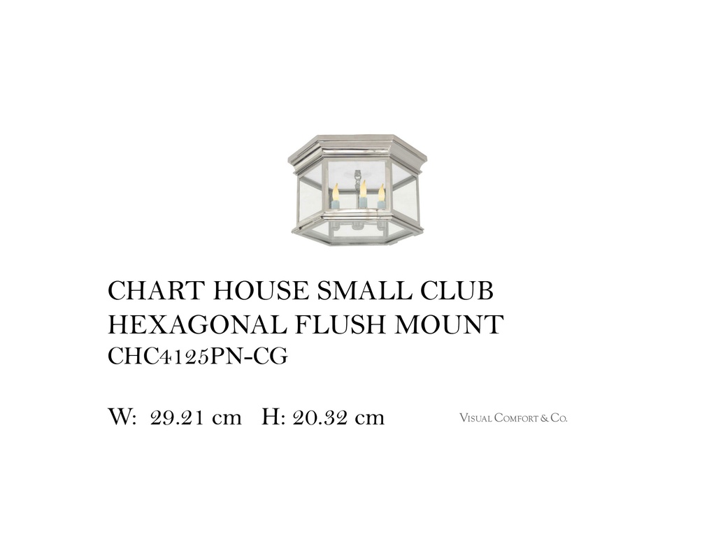 CHART HOUSE SMALL CLUB HEXAGONAL FLUSH MOUNT