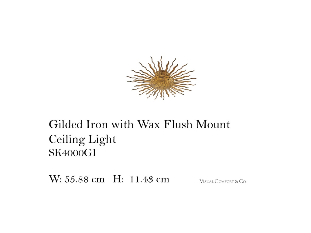 GILDED IRON WITH WAX FLUSH MOUNT CEILING LIGHT